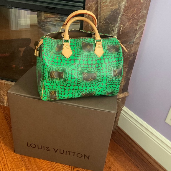 LOUIS VUITTON Limited Edition Yayoi Kusama Speedy 30 in green monogram dots !! - Picture 2 of 15